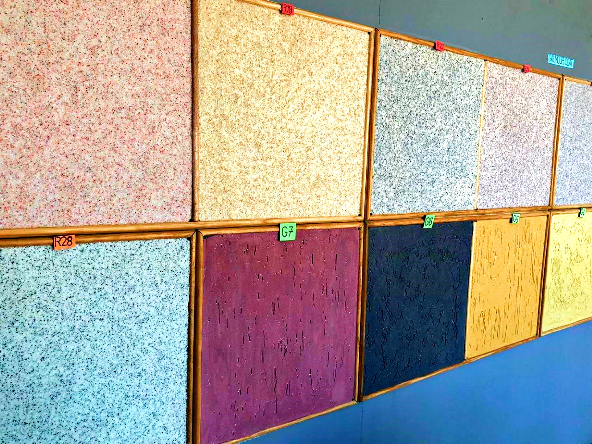 Interior wall colour samples display at 7 Rainbow Trading